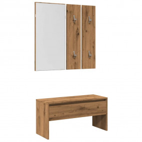 Hallway Furniture Set Artisan Oak Engineered Wood, Acry...
