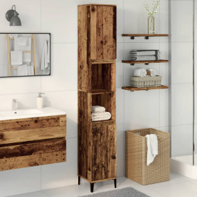 Bathroom Cabinet Old Wood Engineered Wood, Iron Tall Ca...