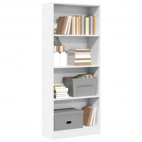 Bookcase White Engineered Wood Medium Bookcase Rectangu...