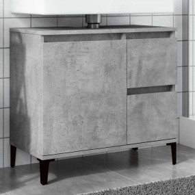 Sink Cabinet Concrete Grey Engineered Wood, Metal