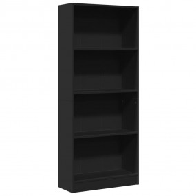 Bookcase Black Engineered Wood Standard Bookcase Rectan...