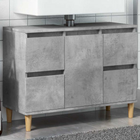 Sink Cabinet Concrete grey Engineered wood, solid eucal...