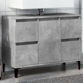 Sink Cabinet Concrete Gray Engineered Wood, Metal