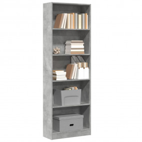 Bookcase Concrete Grey Engineered Wood Tall Bookcase