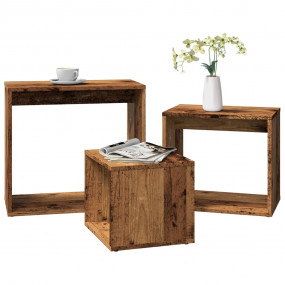Nesting Table Set of 3 Old wood Engineered wood Small S...