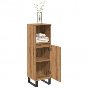 Bathroom Cabinet Artisan Oak Engineered Wood, Iron Tall