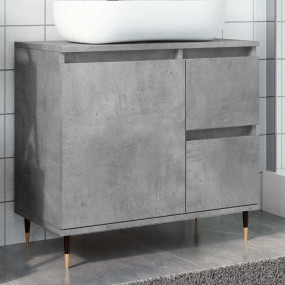Bathroom Cabinet Concrete Gray Engineered wood, Iron Me...