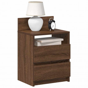 Bedside Cabinet Brown Oak Engineered Wood Nightstand Re...