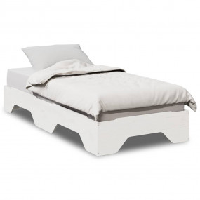 Bed Frame White Solid pine wood Twin Stackable Bed Fram...
