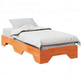 Bed Frame Wax brown Solid pine wood, plywood slats Sing...
