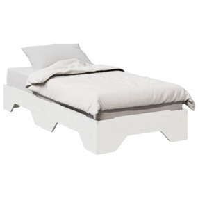 Bed Frame White Solid pine wood, Plywood Small Single S...