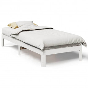 Bed Frame White Solid pine wood, Plywood 35.4 x 79.0 in...