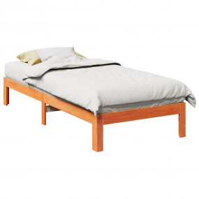 Bed Frame Wax Brown Solid Pine Wood Single Bed Frame