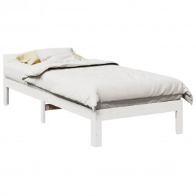Bed Frame White Solid Pine Wood Single Bed Frame Rectan...