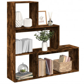 Room Divider Bookcase Smoked oak Engineered wood 3-Tier