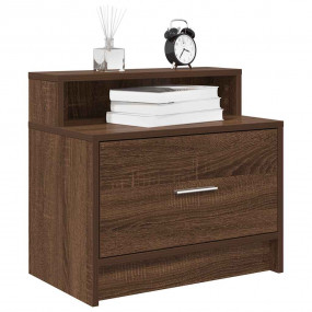 Bedside Cabinet Set of 2 Brown oak Engineered wood Medi...