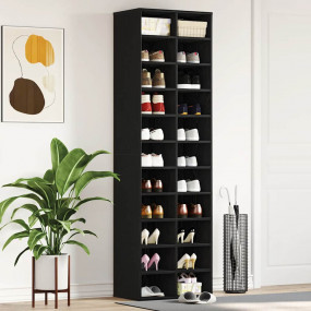 Shoe Cabinet Black Oak Engineered Wood Slim Shoe Cabine...