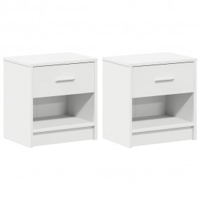Bedside Cabinet Set of 2 White Engineered wood Small