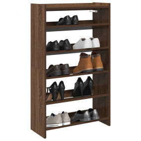 Shoe Rack Brown Oak Engineered Wood Slim Shoe Rack Rect...