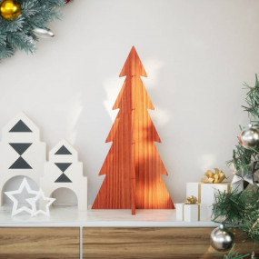 Wooden Christmas Tree Wax Brown Solid Pine Wood Medium