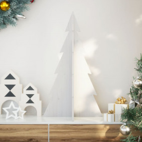 Wooden Christmas Tree White Solid Pine Wood Medium