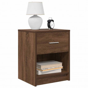 Bedside Cabinet Set of 2 Brown Oak Engineered Wood Medi...