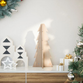 Wooden Christmas Tree Natural Wood Color Solid Pine Woo...