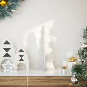 Wooden Christmas Tree White Solid pinewood Small