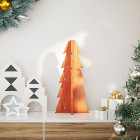 Wooden Christmas Tree Wax Brown Solid Pinewood Small