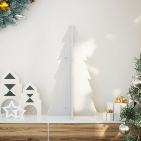 Wooden Christmas Tree White Solid pinewood Medium