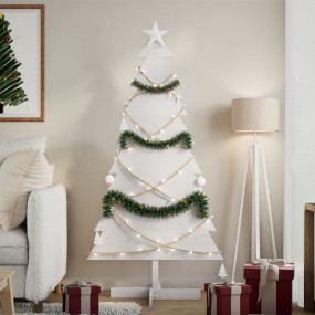 Wooden Christmas Tree White Solid pine wood 59.1 in