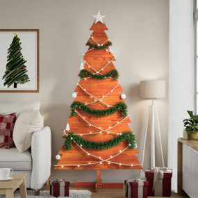 Wooden Christmas Tree Wax brown Solid Pinewood 70.9 in ...
