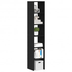 Bookcase Set of 2 Black Oak Engineered Wood Small Stack...