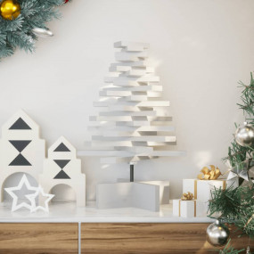Wooden Christmas Tree White Solid Pinewood Medium Rotat...