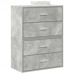 Cabinet Set of 2 Concrete Grey Engineered Wood Small Ca...