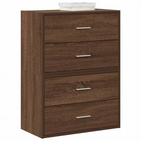 Cabinet Set of 2 Brown Oak Engineered Wood Stackable Ca...