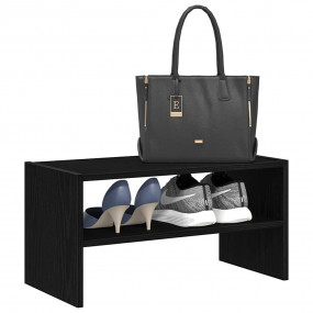 Shoe Rack Black Oak Engineered Wood Medium Stackable Sh...