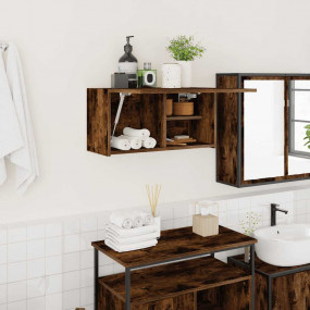 Bathroom Wall Cabinet Smoked oak Engineered wood