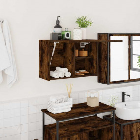 Bathroom Wall Cabinet Smoked oak Engineered wood