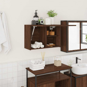 Bathroom Wall Cabinet Brown Oak Engineered Wood Medium