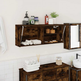Bathroom Wall Cabinet Smoked Oak Engineered Wood