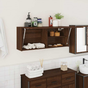 Bathroom Wall Cabinet Brown Oak Engineered Wood Medium
