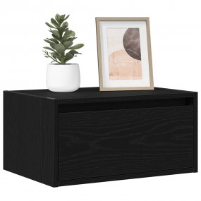 Wall-mounted Bedside Cabinet Set of 2 Black oak Enginee...