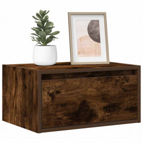 Wall-mounted Bedside Cabinet Set of 2 Smoked Oak Engine...