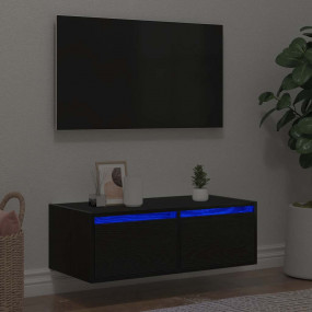TV Cabinet Black Oak Engineered wood 29.5 x 14.0 x 9.8 ...