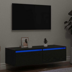 TV Cabinet Black oak Engineered wood Small Wall mountin...