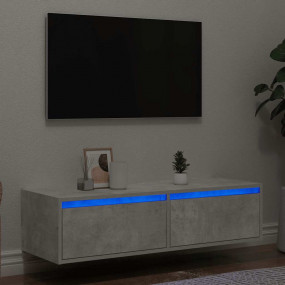 TV Cabinet Concrete Gray Engineered Wood Medium TV Cabi...