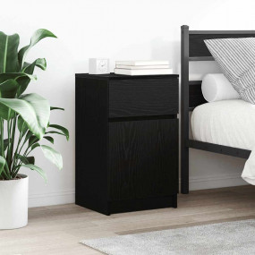 Bedside Cabinet Set of 2 Black Engineered Wood Medium