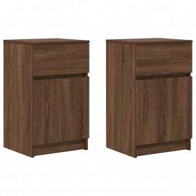 Bedside Cabinet Set of 2 Brown Oak Engineered wood Medi...