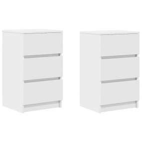 Bedside Cabinet Set of 2 White Engineered wood Medium